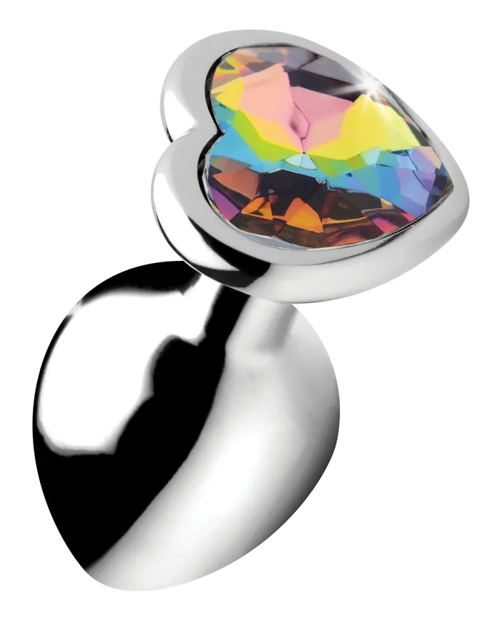 Rainbow Prism Heart Anal Plug Medium XR Brands Booty Sparks Male Sex Toys