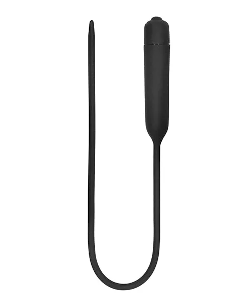 SHOTS AMERICA Male Sex Toys Silicone Vibrating Bullet Plug Extra Long Urethral Sounding Black