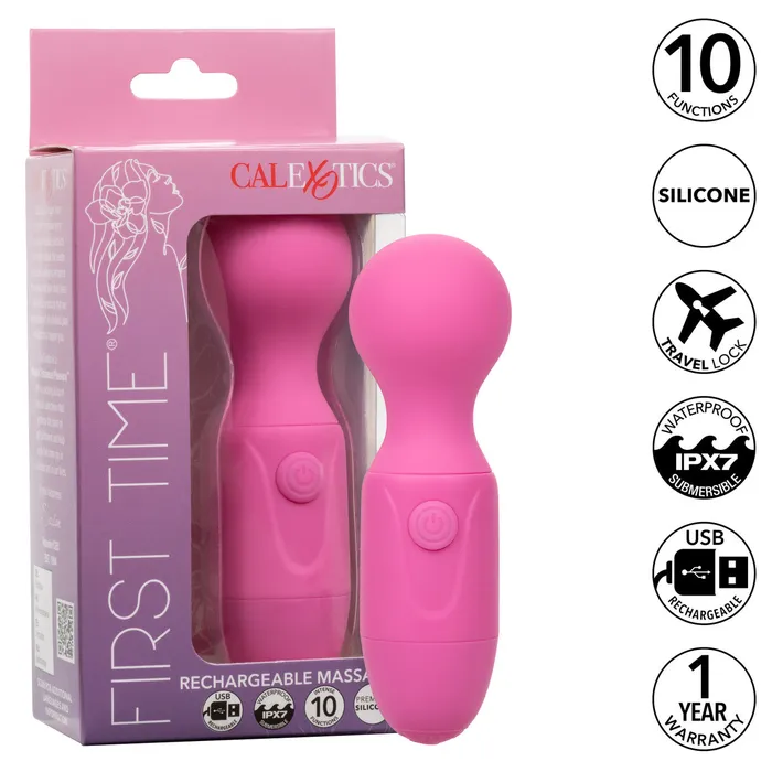 Vibrators CalExotics CalExotics First Time Rechargeable Massager Pink Vibrators CalExotics CalExotics First Time Rechargeable Massager Pink