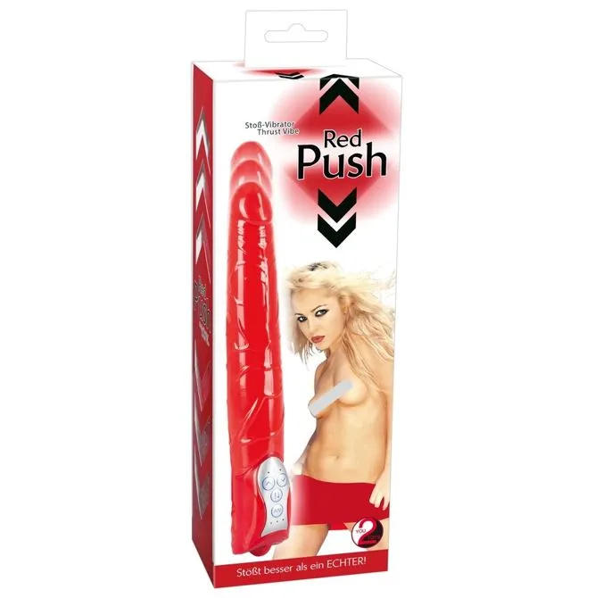 Vibrators You2Toys Red Push Veined Thrusting Vibrator Vibrators You2Toys Red Push Veined Thrusting Vibrator