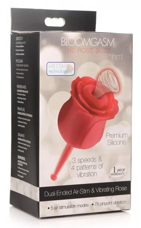 XR Brands Bloomgasm The Rose Buzz Dual Ended Airstim Rose Vibrators