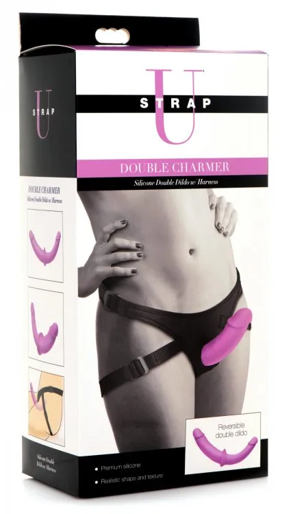 XR Brands Female Sex Toys Strap U Double Charmer Double Dildo W Harness