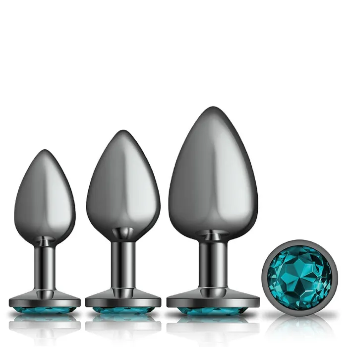 Anal Viben Cheeky Charms Metal Butt Plug Gunmetal Round Teal Kit Preorder Only
