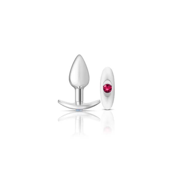 Anal Viben Cheeky Charms Silver Metal Butt Plug Kit Clear Bright Pink