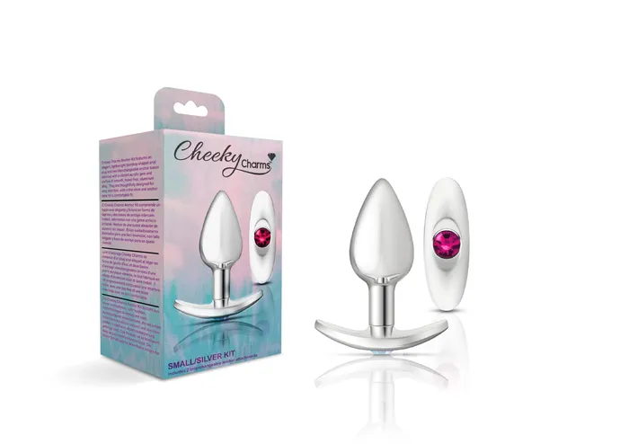 Anal Viben Cheeky Charms Silver Metal Butt Plug Kit Clear Bright Pink Anal Viben Cheeky Charms Silver Metal Butt Plug Kit Clear Bright Pink