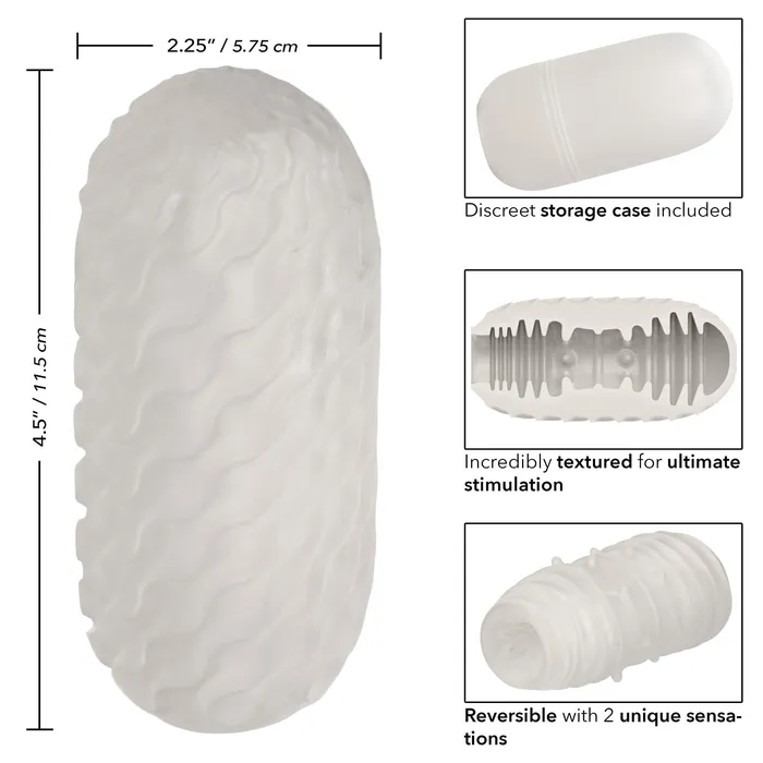 CalExotics Male Sex Toys Boundless Reversible Ribbed Stroker Clear