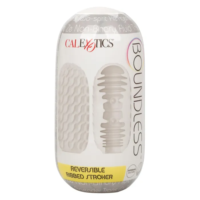 CalExotics Male Sex Toys Boundless Reversible Ribbed Stroker Clear