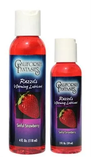 California Fantasies Lubricants Razzels Warming Lubricant Sinful Strawberry 2 Oz Bottle