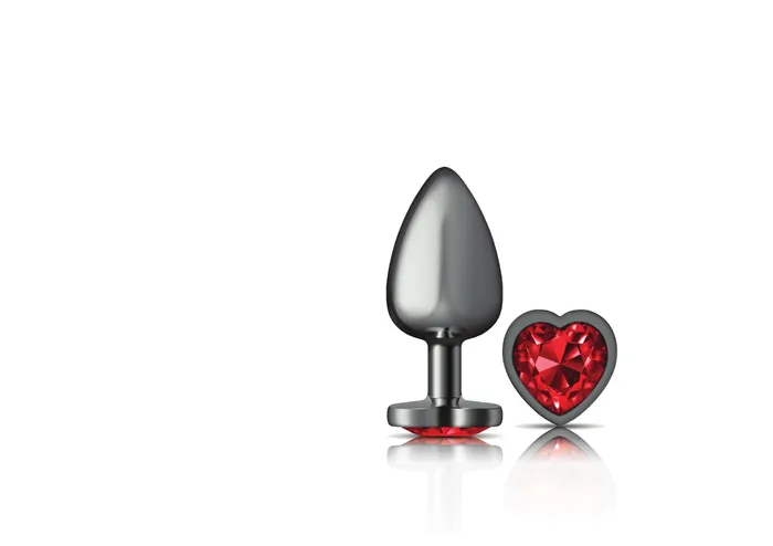 Cheeky Charms Gunmetal Metal Butt Plug Heart Dark Red Large Viben Anal