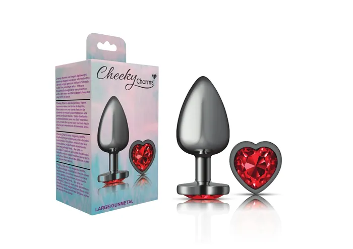 Cheeky Charms Gunmetal Metal Butt Plug Heart Dark Red Large Viben Anal Cheeky Charms Gunmetal Metal Butt Plug Heart Dark Red Large Viben Anal