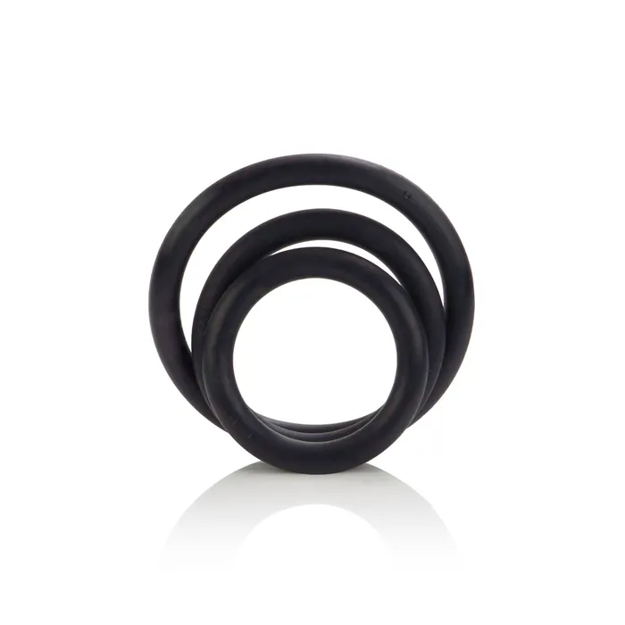 Couples Rubber Ring 3 Piece Set Black CalExotics