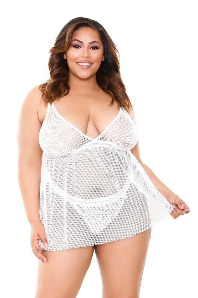 Fantasy Lingerie Female Sex Toys Isla Babydoll and Panty Set White 1x2x