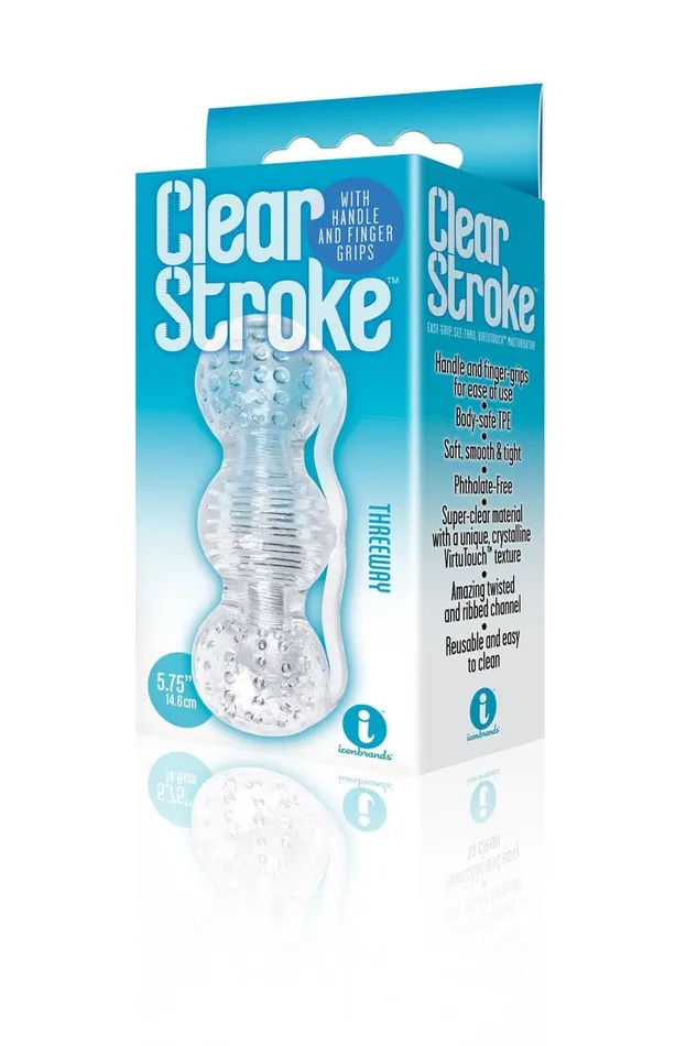Icon Brands Male Sex Toys The 9s Clear Stroke Threeway Masturbator