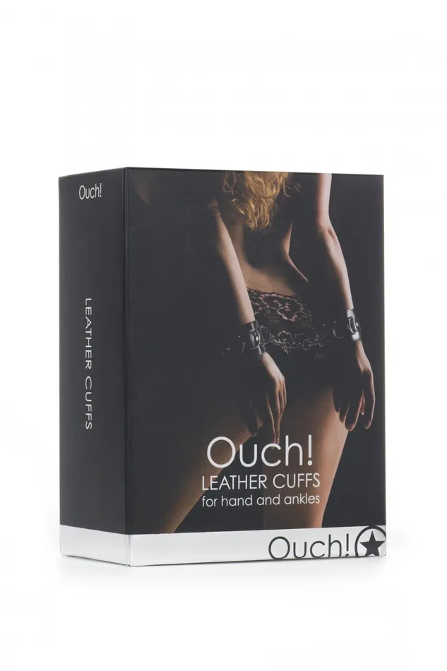 Leather Cuffs for Hands and Ankles Black Shots Ouch Restraints