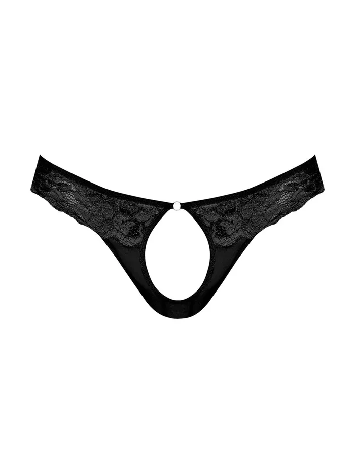 Male Sex Toys Male Power Sassy Lace Open Ring Thong LargexLarge Black