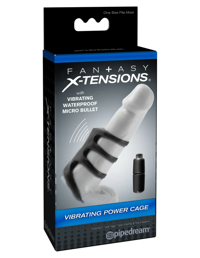 Male Sex Toys Pipedream Fantasy XTensions Vibrating Power Cage Black