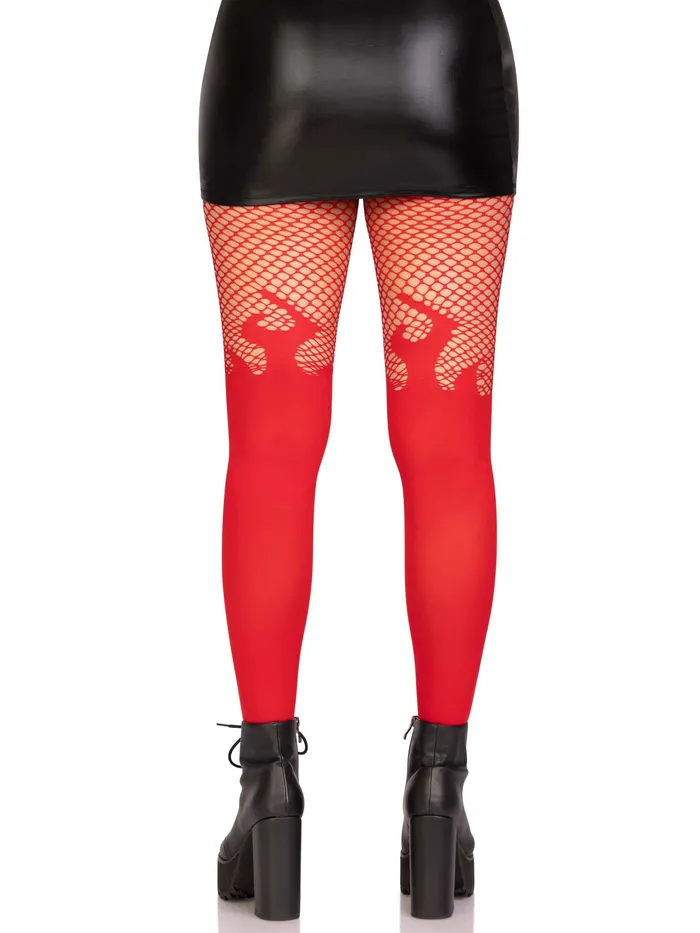 Opaque Flame Tights With Fishnet Top One Size Red Leg Avenue Male Sex Toys Opaque Flame Tights With Fishnet Top One Size Red Leg Avenue Male Sex Toys