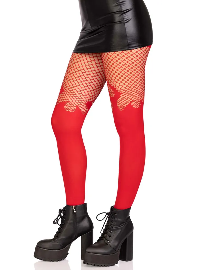 Opaque Flame Tights With Fishnet Top One Size Red Leg Avenue Male Sex Toys Opaque Flame Tights With Fishnet Top One Size Red Leg Avenue Male Sex Toys