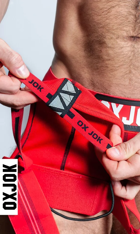 OXJok Anal Slingjock Upthrust SliderStrap Jock Red Hot Large OXJok Anal Slingjock Upthrust SliderStrap Jock Red Hot Large