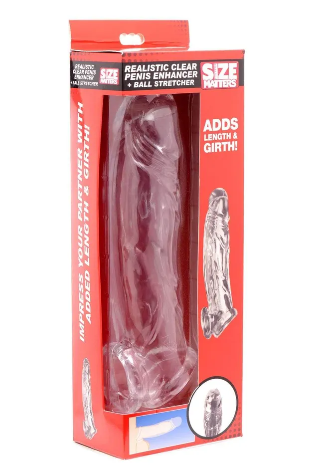 Realistic Clear Penis Enhancer and Ball Stretcher XR Brands Size Matters Male Sex Toys Realistic Clear Penis Enhancer and Ball Stretcher XR Brands Size Matters Male Sex Toys