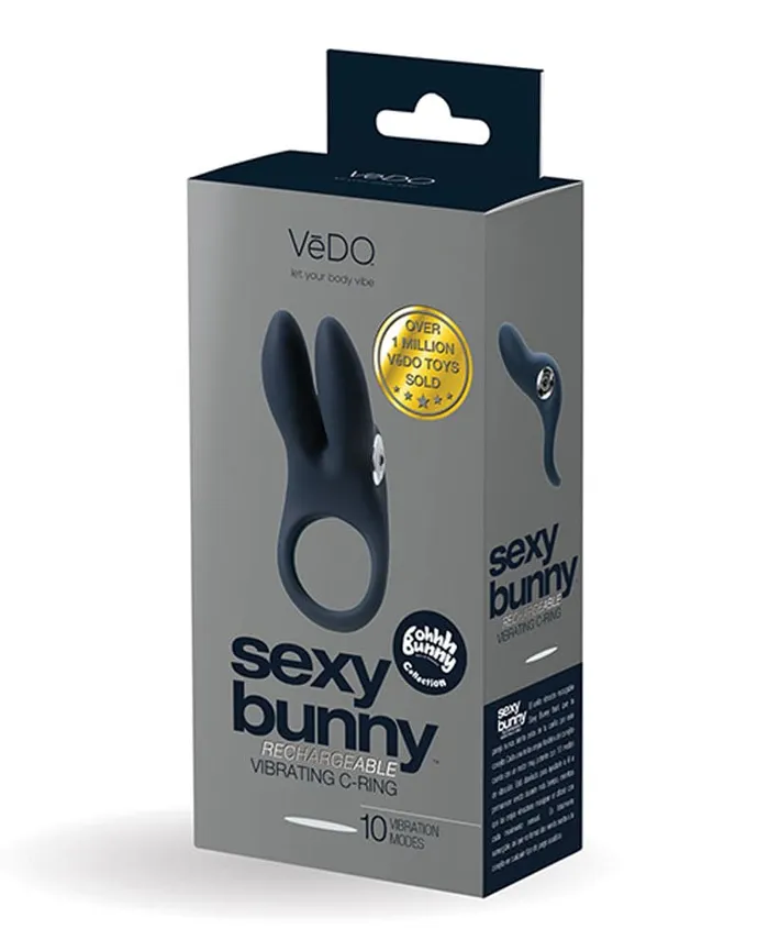 Sexy Bunny Rechargeable Ring Black Pearl VeDO Vibrators Sexy Bunny Rechargeable Ring Black Pearl VeDO Vibrators