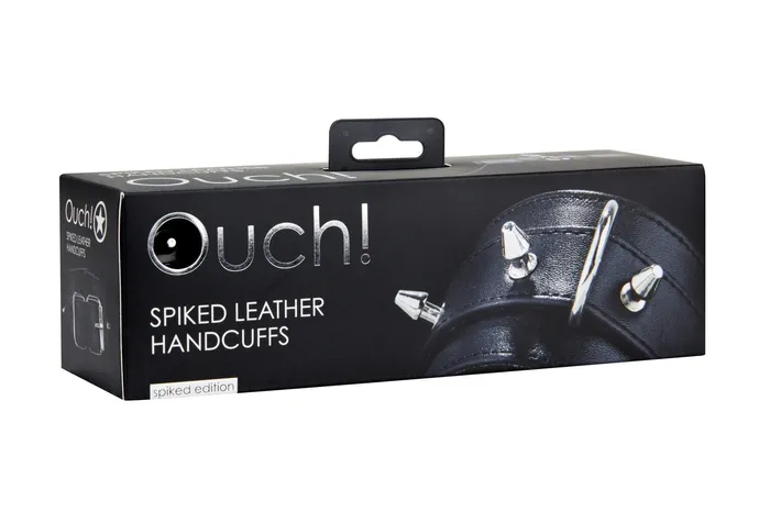 Shots Ouch Restraints Spiked Leather Handcuffs Black