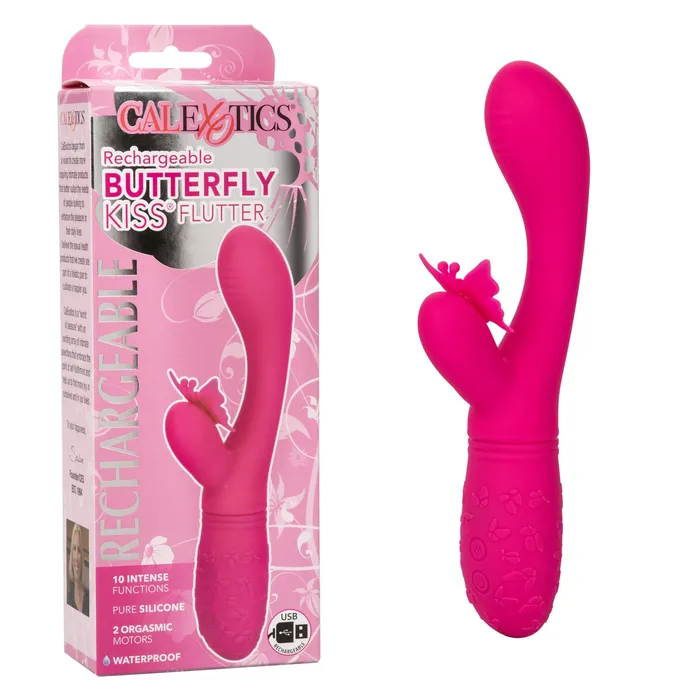 Vibrators CalExotics Rechargeable Butterfly Kiss Flutter Pink