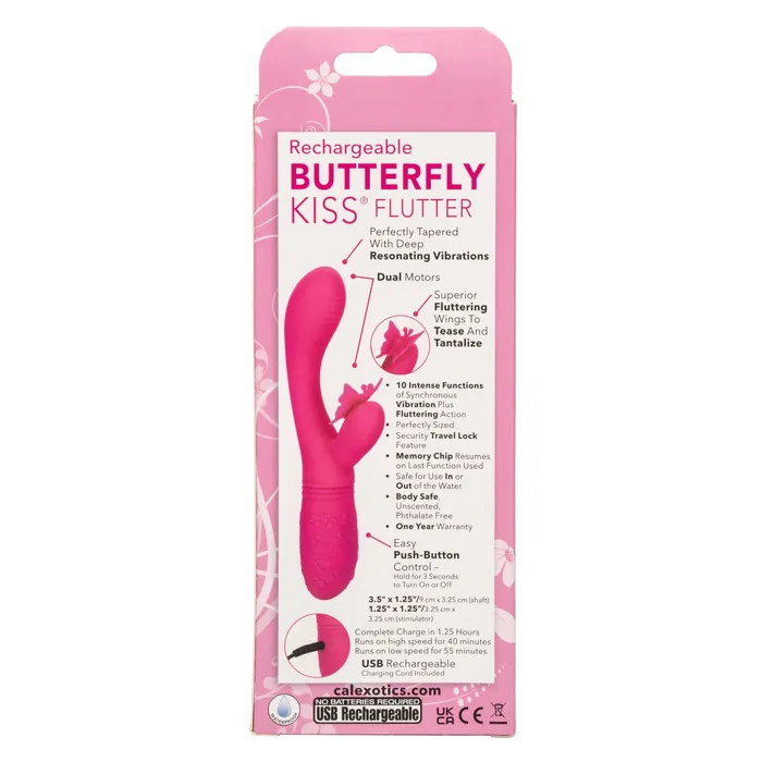 Vibrators CalExotics Rechargeable Butterfly Kiss Flutter Pink