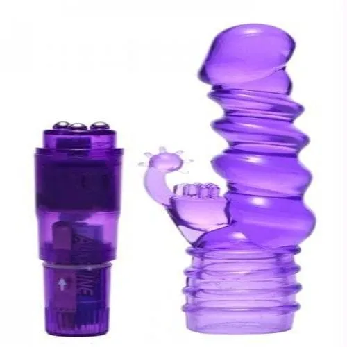 Vibrators XR Brands Trinity Vibes Royal Rocket Ribbed Rabbit Vive Purple