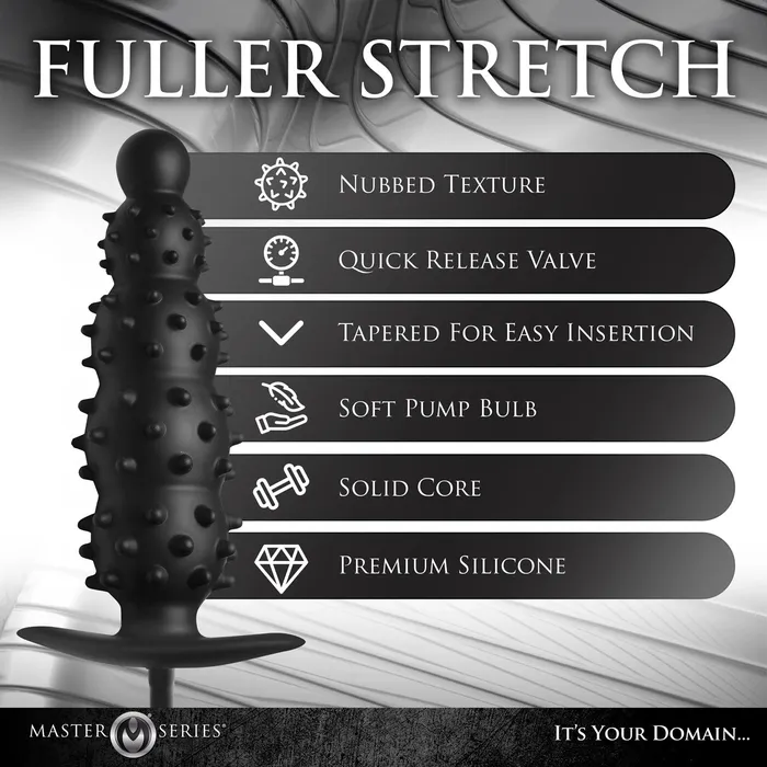 XR Brands Master Series Anal Ass Puffer Nubbed Inflatable Silicone Anal Plug Black XR Brands Master Series Anal Ass Puffer Nubbed Inflatable Silicone Anal Plug Black