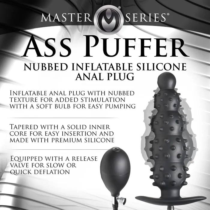 XR Brands Master Series Anal Ass Puffer Nubbed Inflatable Silicone Anal Plug Black XR Brands Master Series Anal Ass Puffer Nubbed Inflatable Silicone Anal Plug Black